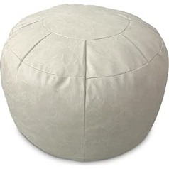 Unfilled Pouf Cover Ottoman Bean Bag Chair Footstool Footrest Storage Solution (White)