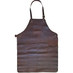BABOSSA® Buffalo Leather BBQ Apron | Handmade Apron Made of Genuine Leather | Individually Adjustable | Suitable for Any Size, brown