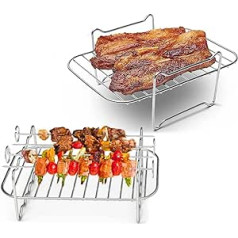 BBQ-Grillrost - Kochrost aus Edelstahl | Rechteckiger Warmhalterost für Hühnerflügel für Garten, Wandern, Camping, Reisen, Outdoor Neamou