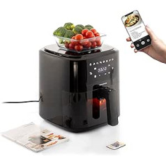 InnovaGoods® karstā gaisa cepeškrāsns 5L, Airfryer 1500W ar +100 receptēm DE, karstā gaisa cepeškrāsns ar integrētu skalu, 8 programmas, skārienekrāns, logs, taimeris un 360° gaisa plūsma. Krāsa: Melna