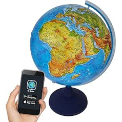 alldoro 68600 Children’s 3D Lexi Globe with Smartphone IQ Globe App, Illuminated Cordless Globe with LED Bulb, Raised Relief Globe, Political Geography Map, Suitable for Children from 3 Years