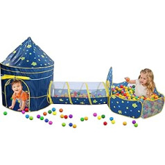 3-in-1 Children's Play Tent for Children with Crawling Tunnel Playhouse Ball Pit, Children's Tent Baby Tent with Discovery Tunnel, Children's Pop Up Tent Play Tent for Boys Girls Babies, Indoor and