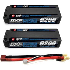 DXF 2S Lipo akumulators 7,6 V 9200 mAh 130 C cietais korpuss ar 5,0 mm ložu un Deans T spraudni 1/8 un 1/10 RC transportlīdzekļiem automašīnai RC Buggy Truggy RC lidmašīna UAV drons FPV