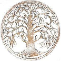 TRINTURA Sienas attēls Dzīvības koks Mandala Beringin 60 cm (Balts) Dzīvības koks