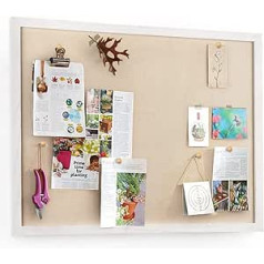 Emfogoo Wall Art 60x45cm Cork Notice Board with 20 Pins Cork Board with Wooden Frame for Office, Classroom or Home