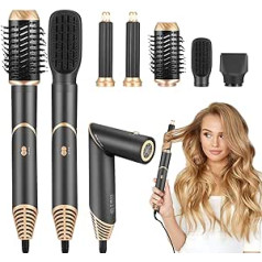 Air Styler 6 in 1 Matu birste ar fēnu, izžāvē matu cirtas ar gaisa daudzfunkcionāliem veidošanas rīkiem ar ruļļu žāvēšanai iztaisnošana