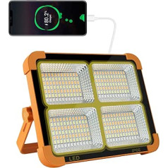 100 W LED Construction Spotlight Solar Rechargeable Battery Work Spotlight Portable Camping Lamp with 16500 mAh Power Bank, 10000 Lumen for Construction Site Garage Workshop for Fishing Emergency