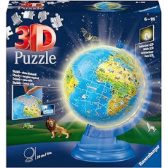 Ravensburger 11288 Illuminated Globe for Ages 6+ - 3D Puzzle - 188 Pieces - No Glue Required - Educational Gifts for Kids