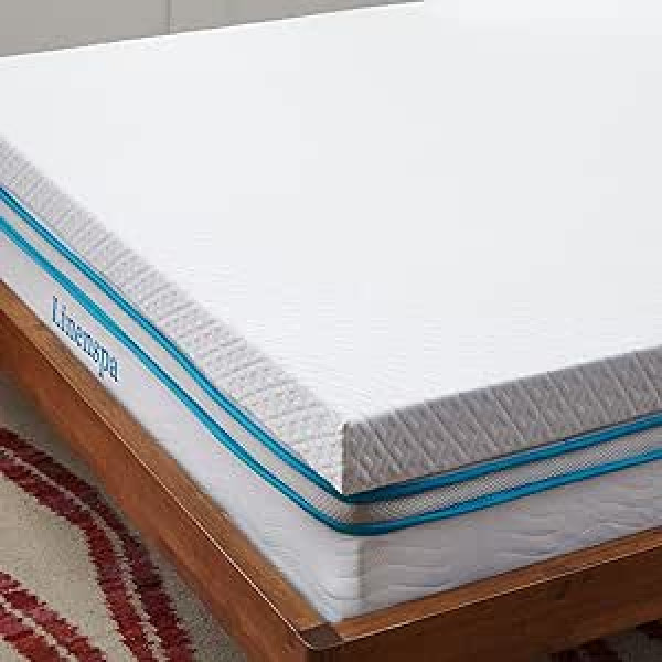 Linenspa 10 cm virsmatracis ar dzesēšanas želeju, Memory Foam un mazgājamu rāvējslēdzēja vāciņu, 100 x 200 cm