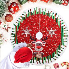 78 cm Ziemassvētku eglītes svārki, apaļš Ziemassvētku eglītes paklājiņš, sarkans, eglītes statīva paklājs, ziemeļbrieža raksts