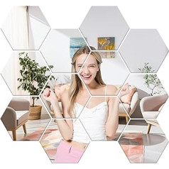 szdianhai Mirror Tiles, Wall Mirror, Self-Adhesive Mirror, Tile Mirror, Adhesive Mirror, Wall Mirror, Wall Decoration, Glass, HD DIY Mirror (Hexagon, 6 Pieces)