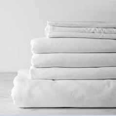 Kotton Culture Egyptian Cotton 800 diegu skaits Super King Size balts pieguļošs palagu komplekts ar 48cm dziļu kabatu, plakanu palagu un 2 spilvendrānām — balts