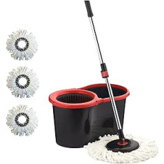 Requisite Needs Smart Mop Cleaning Set - Black Edition - Anti-Splash Strong and Sturdy Material - Easy Floor Moping System - 1 x Bucket + 3 Replacement Mop Heads - 13 Litres (Mop + Bucket)