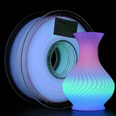 AMOLEN Glow in the Dark PLA kvēldiegs 1,75 mm, spīd tumsā un maina krāsu ik pēc 5 metriem, zaļa, zila, violeta, rozā, 3D printera kvēldiegs, 1 kg