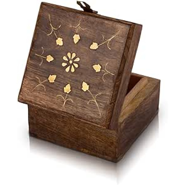 The Great Indian Bazaar Handmade Decorative Wooden Jewellery Box Jewellery Organiser Storage Box Treasure Chest Trinket Holder Lock Box Watch Box Card Box Memory Box