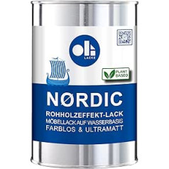 OLI-AQUA NORDIC - 1 litrs - neapstrādātas koksnes efekta krāsa, 1K + 2K Clear Laka Ultra Matt, ūdens krāsa uz organiskā akrilāta bāzes gaiša koka interjeram (mēbeles un kāpnes), bezkrāsains