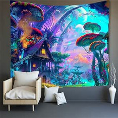 3Z Funjxhey Tapestry Mushroom Tapestry Wall Hanging Forest Tapestry Forest Wall Decoration for Bedroom Living Room Dorm (C, 200 cm x 150 cm)