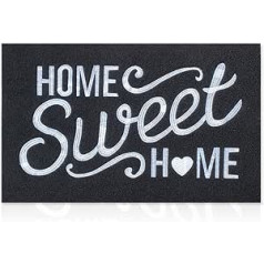 AAZZKANG Black Home Sweet Home Outdoor Door Mat with Non Slip Rubber Backing, Highly Absorbent, Easy to Clean, Indoor