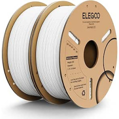 ELEGOO PLA kvēldiegs 1,75 mm, 3D printera kvēldiegs PLA izmēru precizitāte +/- 0,02 mm, saderīgs ar FDM printeri, 2 kg (1 kg/spole), balts