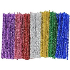 Bright Ideas BI8102 Assorted 250 Shafts 150mm x 6mm Multicolor Pipe Cleaners Arts and Crafts Dark Green Dark Blue Red Gold Silver Bright Tinsel Cleaners for Crafts PK250