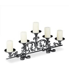 Relaxdays Antique Candlestick, 5-arm, Candle Holder, Pillar Candles, Vintage, Cast Iron, HBT 20 x 59 x 9.5 cm, Various Colours