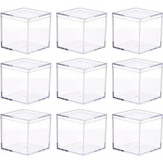 Cabilock 9 gabali, caurspīdīgi akrila kvadrātveida kubu konfekšu kārbas Akrila kastīte ar vāku, kvadrātveida akrila konteiners saldumu tablešu zariem rotaslietām un sīkiem priekšmetiem 3. 4 x 3,4 collas