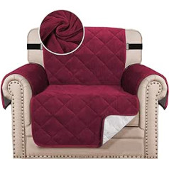 BellaHills biezi samta dīvāna pārvalki Plīša dīvāna pārvalks atzveltnes krēsla pārvalks mājdzīvnieku suņu aizsardzībai ar neslīdošu apakšu un platāku elastīgo joslu (1 vietīgs/krēsls, bordo)