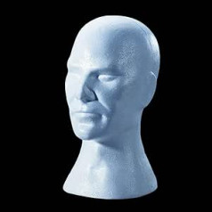 Amakando High-quality polystyrene head men's bust/white 32 cm/mannequin model head made of foam/ideal for shop window decoration and shop shop