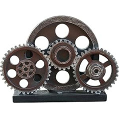 Retro Industrial Steampunk Resin Gear figūras augstums 19,5 cm, vara krāsa, smags dekoratīvā apģērba vāka modelis, dekoratīva ornamenta statuja mājas bāram