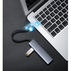 UGREEN USB 3.0 4 porti USB-C centrmezgls ar 4x USB 3.0 + micro USB (pelēks)