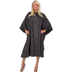 BeautyLove Bloom Cape Stylist Salon Cape Stain Bleach Water Resistant Silky Polyester Black on Black Etched Floral Print Snap Closure