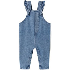 Vertbaudet Girls' Denim Dungarees Blue Stone 74, Stone blue