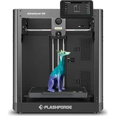 FLASHFORGE Adventurer 5M 3D printeris, 600 mm/s ātrgaitas printeris ar pilnībā automātisku izlīdzināšanu, ātri noņemamu 280°C sprauslu, efektīvu divu kanālu dzesēšanu, kodola XY struktūra, 220 x 220 x 220 mm