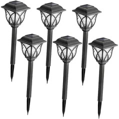 Unomor Pack of 6 Solar Garden Lights Outdoor Flag Door Decoration Solar Deck Lights Yard Lighting Solar Lights for Outdoor Ground Plug Light Lawn Lamp LED Landscape Lights