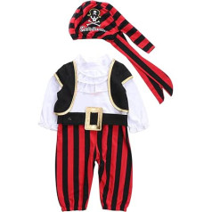 AGQT Baby Piratenkostüm Kinder Jungen Mädchen Piraten Kostüm Outfit Halloween Karneval Fasching Kostüm Kleidung Set Weiß 12 Monate-3 Jahre