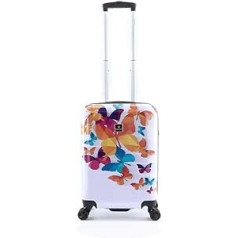 Saxoline Butterfly Fun Trolley Suitcase Size S, Colourful, Hard shell trolley with spinner wheels