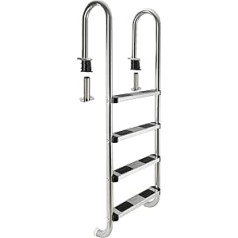 Arebos Stainless Steel Pool Ladder 3 or 4 Steps with Non-Slip Pads on Rungs, Silver