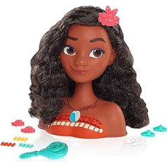 Just Play Disney Princess Moana frizieru galviņa 20 cm ar 14 piederumiem stila izklaidei, no 3 gadiem