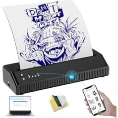 INKCHUM Tattoo Printer, Thermal Printer Tattoo with 10 Stencil Paper, 2500 mAh Tattoo Printer for Tattooing, Compatible with iOS, Android Mobile Phone, iPad, Laptop, Bluetooth Tattoo Printer Machine