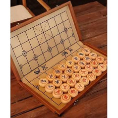 YYFRODUCY Xiangqi, Chinesisches Schachset, Faltschachbrett Tragbares Massivholz Schachset, Strategie Brettspiel für 2-Spieler (Farbe : Natural, Größe : 56x56cm)