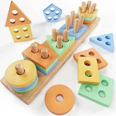 KmmiFF Holzspielzeug 1 Jahr alt, Formsortierer Montessori-Spielzeug für 1 Jahr, Ostergeschenke für Kleinkinder, sensorisches Spielzeug für Autismus, Lernspielzeug