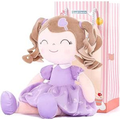 Gloveleya Baby Doll Gifts Plush Curly Girl Toy with Love 16 Inch Purple Light Skin