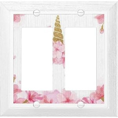 Jauki rozā vienradža zieds dubultā šūpuļslēdža vāks 2 bandu sienas plāksne dekoratīvs meitenes bērniem guļamistaba vannas istabas slēdzis gaismas slēdzis 12,4 x 12,4 cm