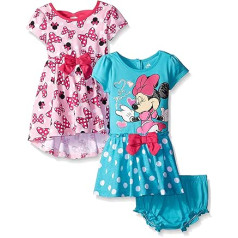 Disney Baby Girls kleitas Minnie Mouse 0-3 mēn., rozā/zila (2 iepakojumā) -