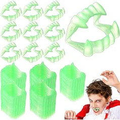 Lenwen 288 Stück Halloween leuchtende Vampirzähne Bulk Glow in the Dark Kunststoffzähne Wiederverwendbare gefälschte Vampirzähne Party Favor Halloween Kostüm Zubehör Goodie Bag Filler für Kinder