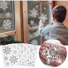 Christmas Window Stickers, Snowflake Over 100 Pieces, Silver Glitter Design, Removable and Reusable Christmas Window Decorations, Ideal for Christmas Display and Decoration