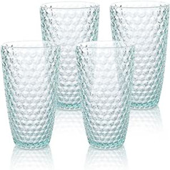 BELLAFORTE — neplīstošs Tritan Tumblers Tall Teal 540 ml komplekts ar 4 Laguna Beach — trauku mazgājamām mašīnām drošas plastmasas glāzes, neplīstošas glāzes lietošanai iekštelpās un ārā. Bez BPA