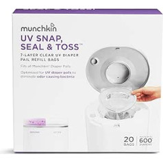 Munchkin UV Snap, Seal & Toss Nappy Bin Refill Bags for 600 Nappies (Pack of 20)