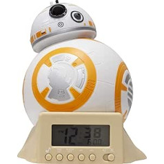 BulbBotz Marvel 2021395 BB-8 bērnu modinātājs ar nakts gaismu un tipisku skaņu, balts/oranžs, 5'5