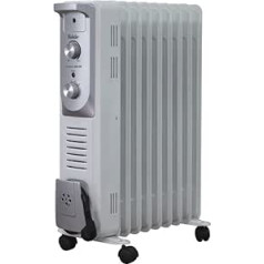 Fakir OR-09 Trend/eļļas radiators ar 9 ribām, elektriskais sildītājs ar 4 siltuma iestatījumiem, termostats, 4 ritentiņi - 2000 vati, pērļu pelēks (1500 vati)